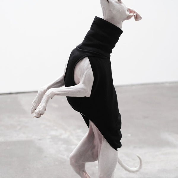 a whippet jumper made from black organic cotton